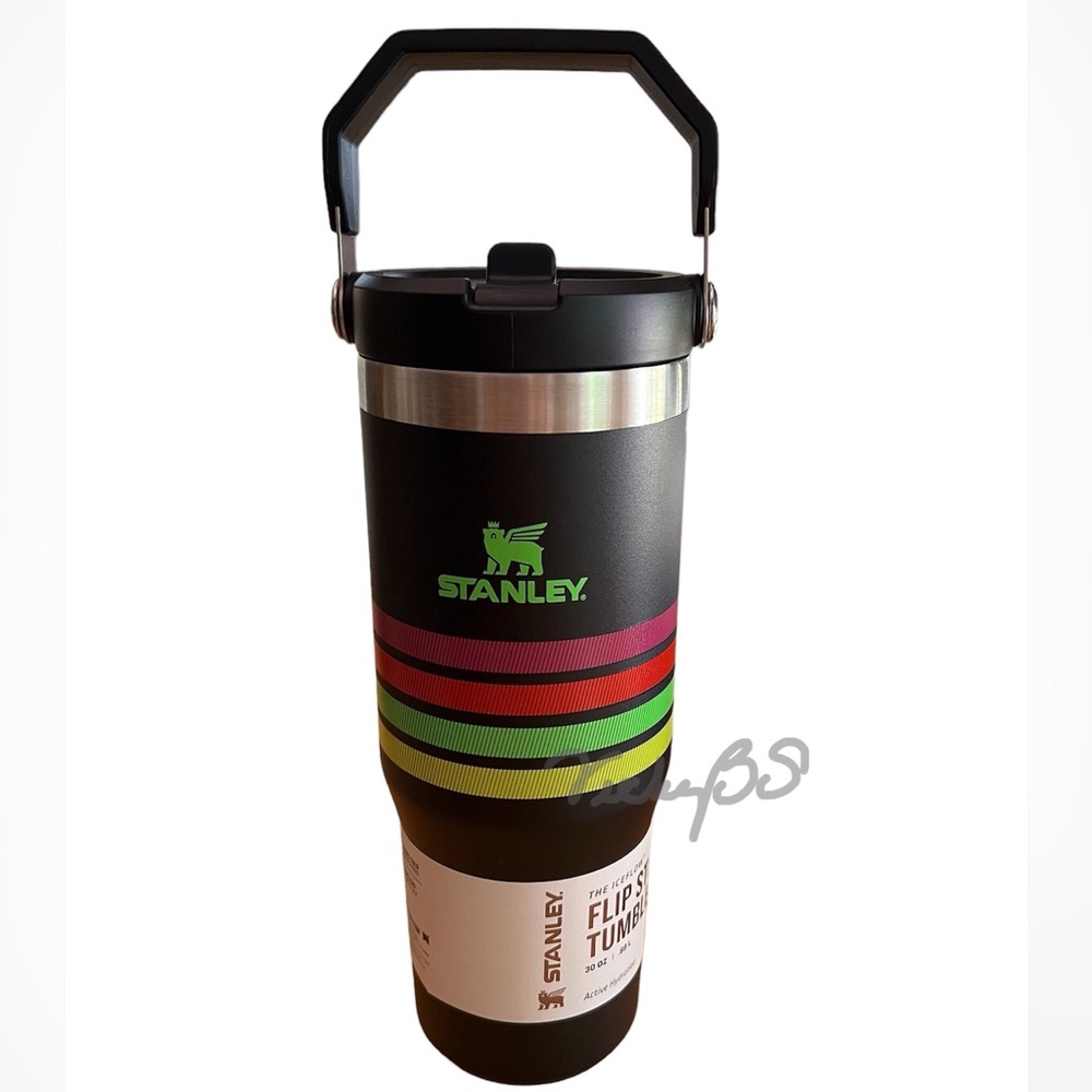 Stanley Ice Flow Flip Straw Neon Multi Mesh Stripe 30 oz - Picture 2 of 8